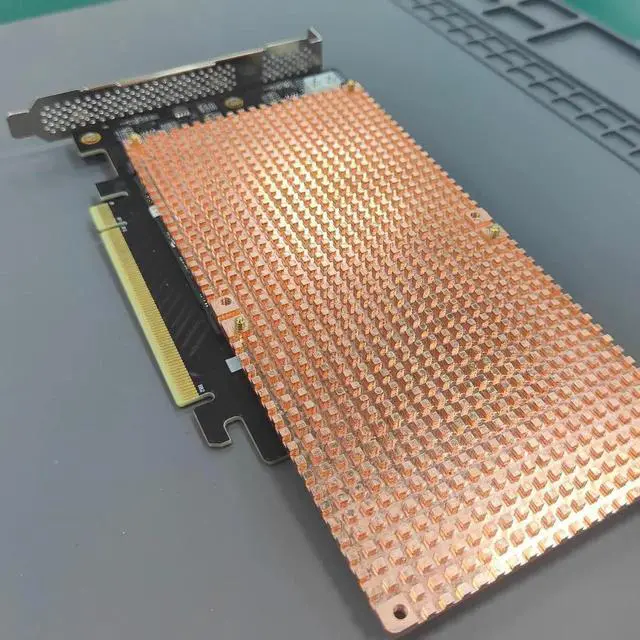 Alt view image 3 of 7 - PCIe 4.0 16x to 4X M.2 NVME SSD Adapter Card PCIe 4.0 GEN4 Full Speed Bifurcation Four-Bay Board Expansion Card 1 to 4 M.2 NVMe SSD Adapter Support 2242 2260 2280 22110 (with Heatsink)