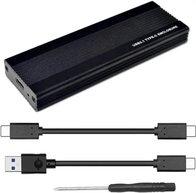 Alt view image 7 of 7 - 3TB NVME SSD Enclosure PCI-E M.2 to USB 3.1 Type-C Adapter Hard Drive Disk External Box USB C 10Gbps RTL9210 M2 M Key PCIE HDD Case for 2242 2260 2280 (Black 2 Cables)