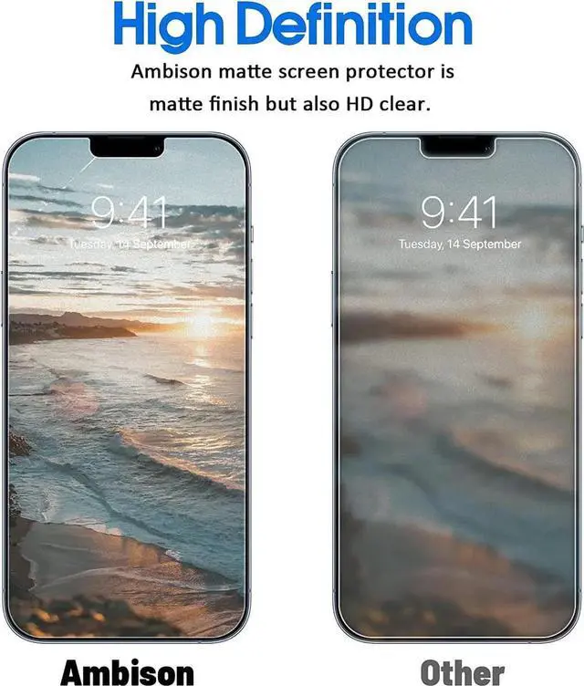 Alt view image 6 of 7 - [2 Pack] Matte Glass Screen Protector Designed for iPhone 14 2022/iPhone 13/13 Pro, Install Frame/Bubble Free/Anti-Glare&Fingerprint, 9H Tempered Glass Clear for iPhone 13/13 Pro 2021 6.1inch