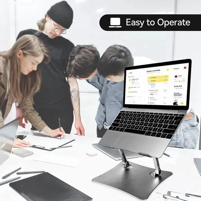 Alt view image 7 of 7 - Bcom Laptop StandFoldable Aluminum Alloy Computer StandErgonomically Adjustable Laptop Stand for DeskLaptop HolderCompatible with 10 to 17 inches LaptopsMacBook Stand for Office and HomeGray