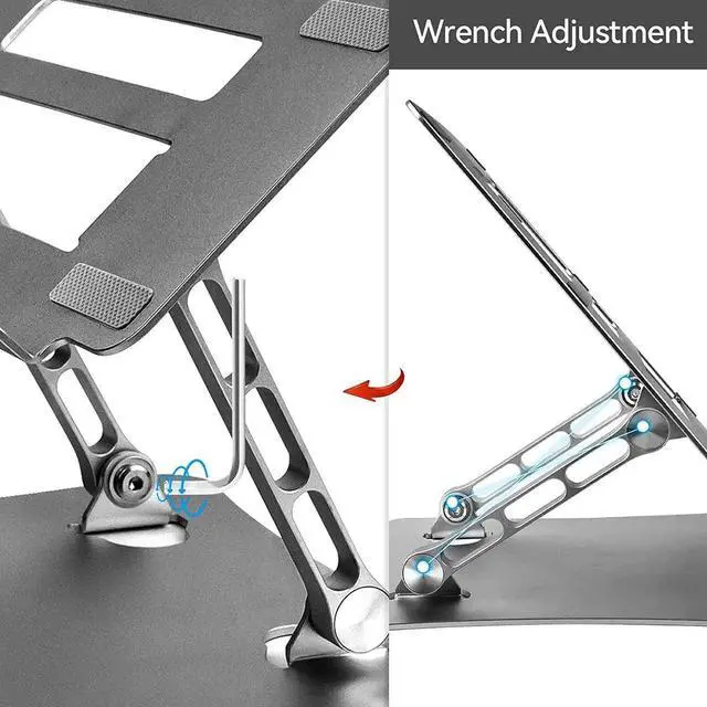 Alt view image 4 of 7 - Bcom Laptop StandFoldable Aluminum Alloy Computer StandErgonomically Adjustable Laptop Stand for DeskLaptop HolderCompatible with 10 to 17 inches LaptopsMacBook Stand for Office and HomeGray