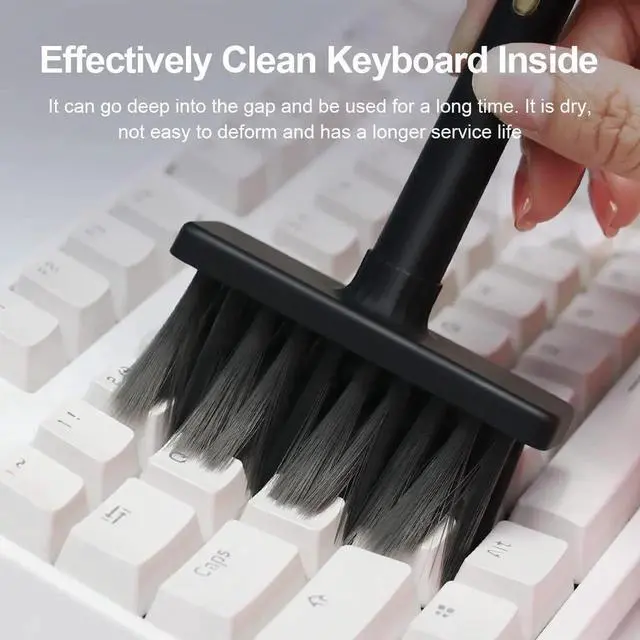 Alt view image 6 of 7 - Hagibis Cleaning Soft Brush Charcoal Infused Bristles Keyboard Cleaner 5-in-1 Multi-Function Cleaning Tools Kit Corner Keycap Puller Remover Multi Brush for PC Laptop Airpods Pro Camera Lens (Black)