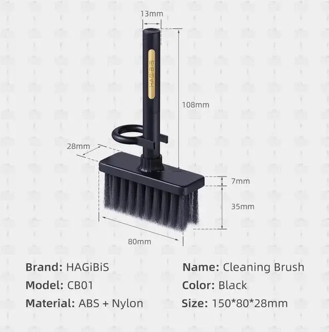 Alt view image 2 of 7 - Hagibis Cleaning Soft Brush Charcoal Infused Bristles Keyboard Cleaner 5-in-1 Multi-Function Cleaning Tools Kit Corner Keycap Puller Remover Multi Brush for PC Laptop Airpods Pro Camera Lens (Black)