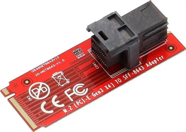 Alt view image 2 of 6 - M.2 Mini-SAS HD to U.2 Cable (SFF-8643 to SFF-8639) Connector for U.2 PCIe-NVMe SSD U2 U.2 Kit Cable Included SI-ADA40121