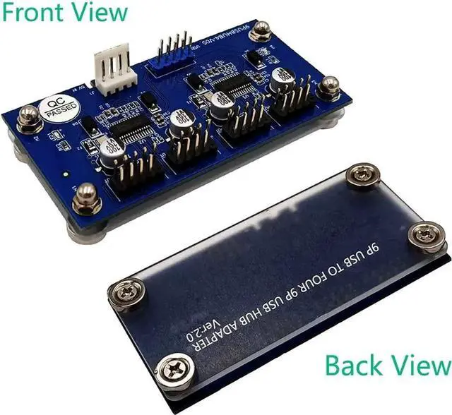 Alt view image 3 of 5 - 9pin USB Header Male 1 to 4 USB 2.0 Male Extension Cable Card Motherboard 9pin Header + SATA Power Magnetic Base for Desktop