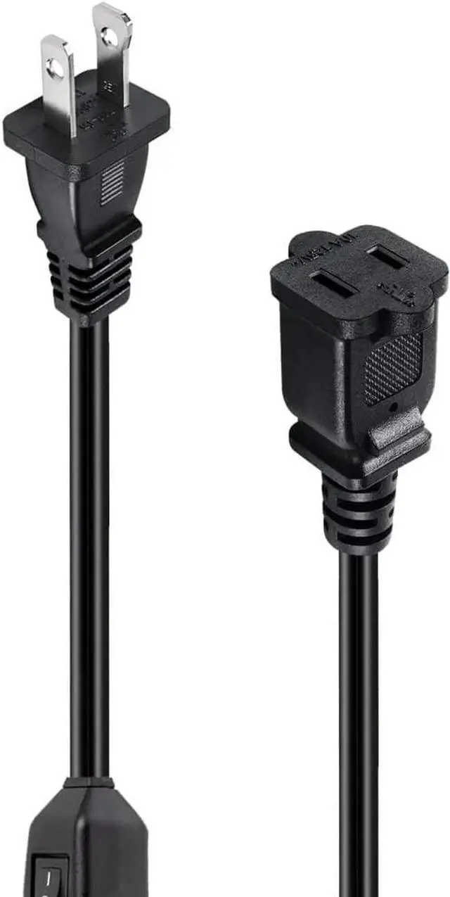 Alt view image 2 of 3 - Short 2 Prong Extension Cord, US AC 2-Prong Male to Female Power Cable 12A/125V,Nema 1-15P to 1-15R Outlet Extension Cable(Black with Switch)