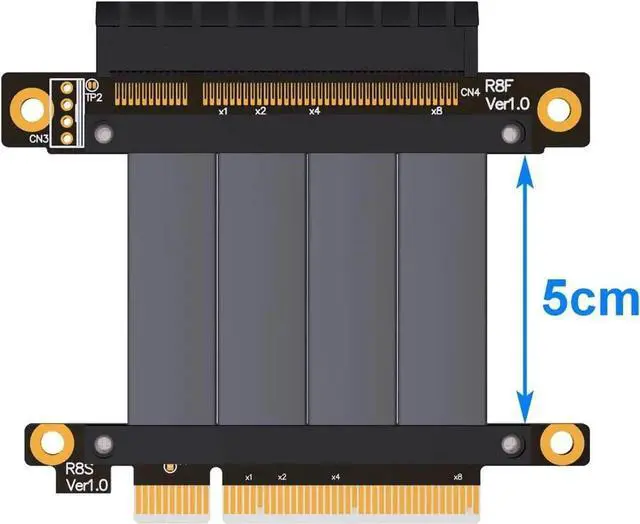 Alt view image 4 of 6 - PCIe X8 to X8 Adapter Cable for Graphics Video Card PCI Express Extender PCIe X8 to PCIe X8 Slot Extension Cable for 1U 2U Server (5CM)