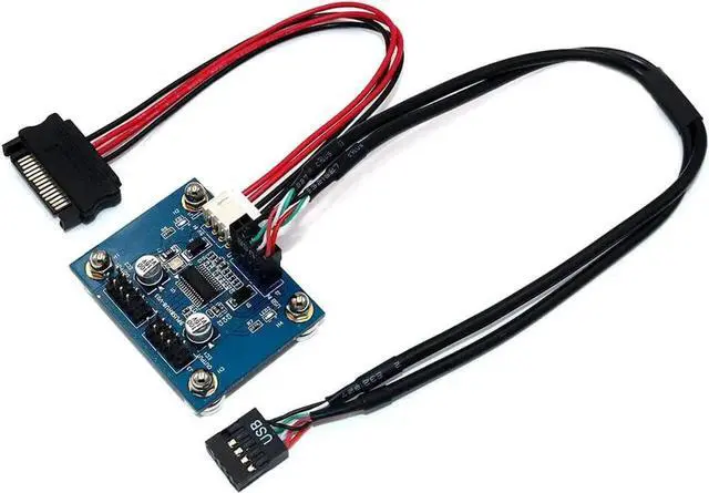 Main image of USB 2.0 9pin Header 1 to 2 Extension Hub Splitter Adapter-Converter MB USB 2.0 Male to 2 Male-30CM 9-pin Cable (180 Degree+SATA Cabl)