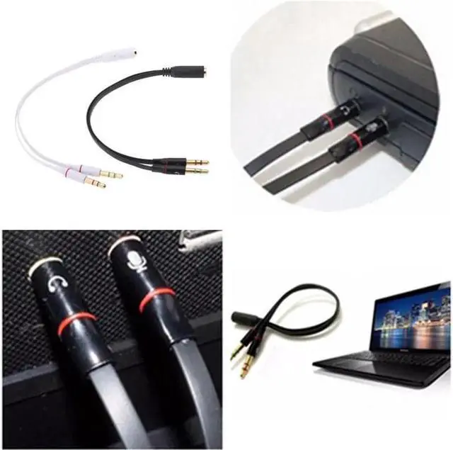 Alt view image 6 of 6 - 1Pcs Cewaal 3.5mm Microphone Cable Stereo Headphone Mic Audio Cable 2 Male to 1 Female Y Splitter Cable Adapter Plug Jack Cord