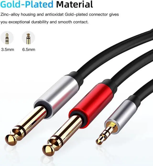 Alt view image 2 of 6 - 1Pcs Jack Audio Cable 3.5mm to Dual 6.5mm Adapter 3.5 Jack Splitter Audio Cord For Mixer Amplifier Speaker 3.5 to 6.5 AUX Adapter