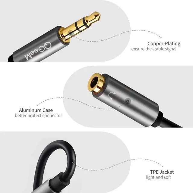 Alt view image 3 of 6 - 1Pcs QGeeM 3.5mm Audio Splitter Cable for Computer Jack 3.5mm 1 Male to 2 Female Mic Y Splitter AUX Cable Headset Splitter Adapter