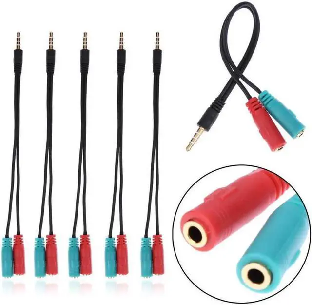Alt view image 3 of 6 - 5pcs 2 In 1 Splitter 4 Pole 3.5mm Headphone Splitter Audio Cable 3.5mm Male To 2 Female Jack 3.5mm Splitter Adapter Aux Cable