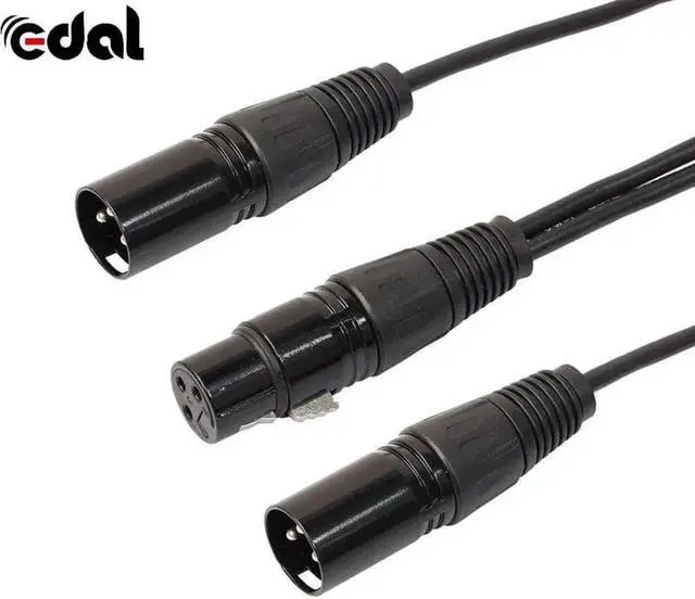 Alt view image 4 of 6 - 1Pcs 3 pin 1Ft XLR microphone adapter cable audio cable XLR female plug to 2 male XLR plug Y splitter cable