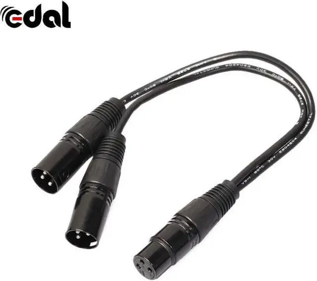 Alt view image 3 of 6 - 1Pcs 3 pin 1Ft XLR microphone adapter cable audio cable XLR female plug to 2 male XLR plug Y splitter cable