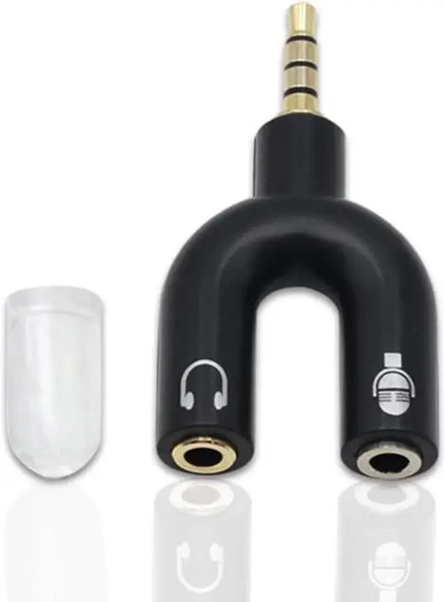 Alt view image 3 of 6 - 1Pcs U Type 3.5mm Jack Plug Headset Audio AUX Mic Converter Adapter 1 Male to 2 Female Audio U Splitter Cable For Earphone Laptop