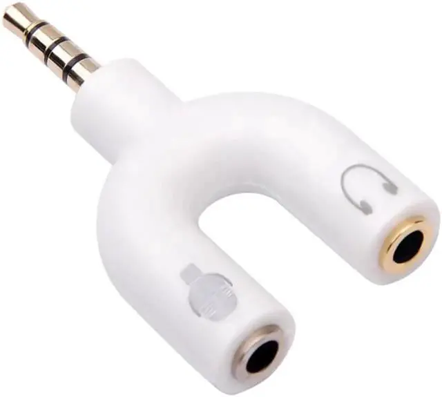 Alt view image 4 of 6 - 1Pcs U Type 3.5mm Jack Plug Headset Audio AUX Mic Converter Adapter 1 Male to 2 Female Audio U Splitter Cable For Earphone Laptop