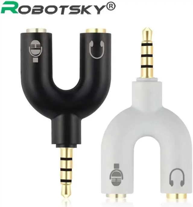 Main image of 1Pcs U Type 3.5mm Jack Plug Headset Audio AUX Mic Converter Adapter 1 Male to 2 Female Audio U Splitter Cable For Earphone Laptop