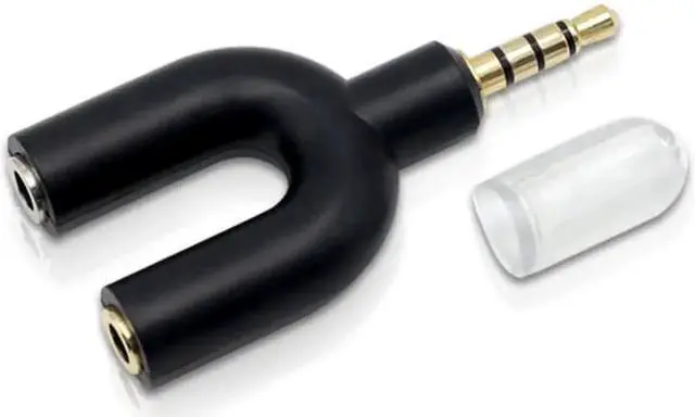 Alt view image 6 of 6 - 1Pcs U Type 3.5mm Jack Plug Headset Audio AUX Mic Converter Adapter 1 Male to 2 Female Audio U Splitter Cable For Earphone Laptop