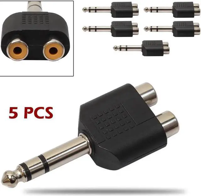 Alt view image 2 of 6 - 5Pcs/Lot 6.35mm 1/4" Stereo Plug To 2 RCA Splitter Audio Adapter Converter Male to Female Audio Connecter Adaptor Plug