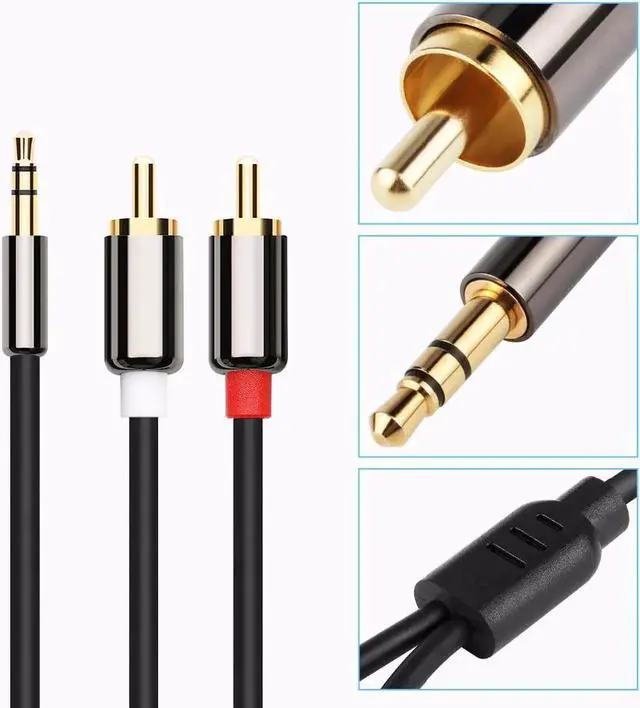 Alt view image 4 of 6 - 1Pcs 3.5 mm to 2 RCA Audio Cable AUX Splitter Male to Male 3.5mm Stereo 2 RCA Adapter Speaker Cable For amplifier Phone Edifer DVD TV