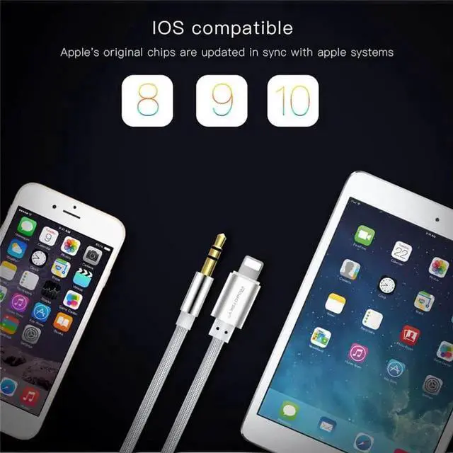 Alt view image 5 of 6 - 1Pcs Nylon Car AUX Audio Cable to 3.5 mm Jack Speaker Cable For iphone X XS MAX XR 7 8 Plus 3.5 Headphones Audio Adapter Splitter