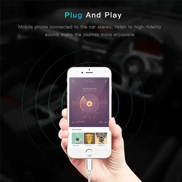 Alt view image 4 of 6 - 1Pcs Nylon Car AUX Audio Cable to 3.5 mm Jack Speaker Cable For iphone X XS MAX XR 7 8 Plus 3.5 Headphones Audio Adapter Splitter