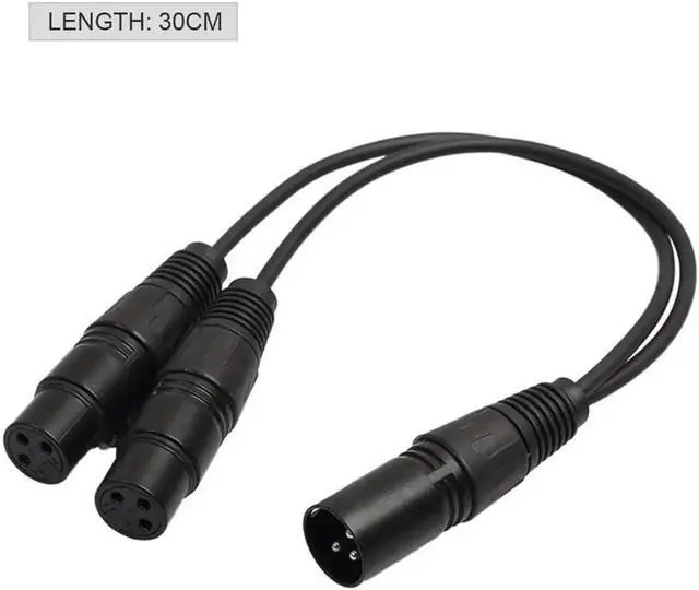Alt view image 6 of 6 - 1Pcs 3pin XLR Splitter Cable Male Jack To Dual 2 Female Plug Y Splitter Audio Adapter Cable Connector Wire 0.3M