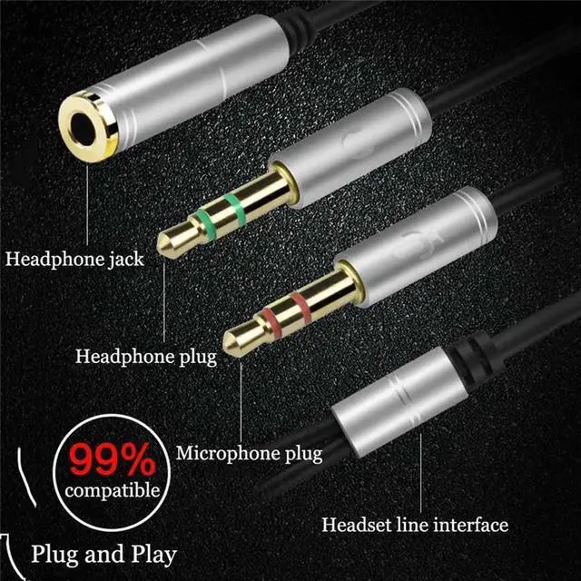 Alt view image 2 of 6 - 1Pcs 3.5mm AUX Cable with Mic Audio Y Splitter Adapter 3.5mm Female to 2 Port Male Aux Extension Cable Micphone for Smartphones