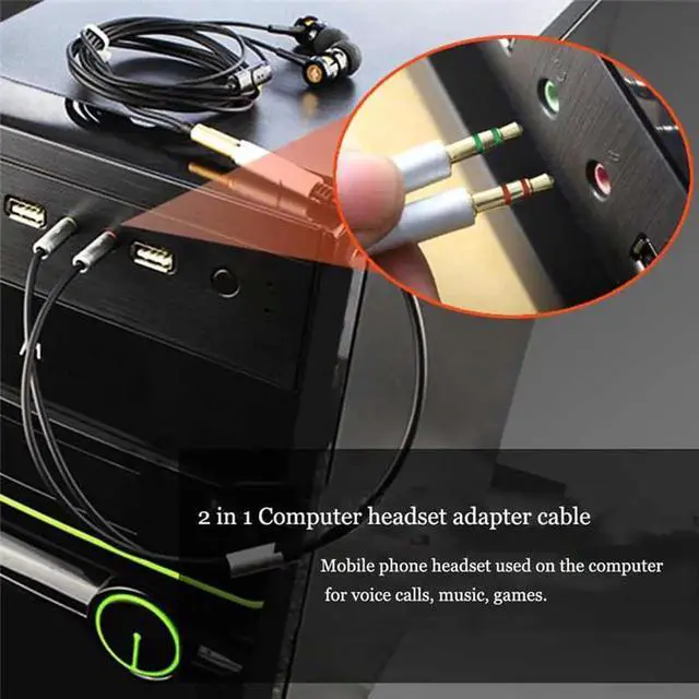 Alt view image 3 of 6 - 1Pcs 3.5mm AUX Cable with Mic Audio Y Splitter Adapter 3.5mm Female to 2 Port Male Aux Extension Cable Micphone for Smartphones