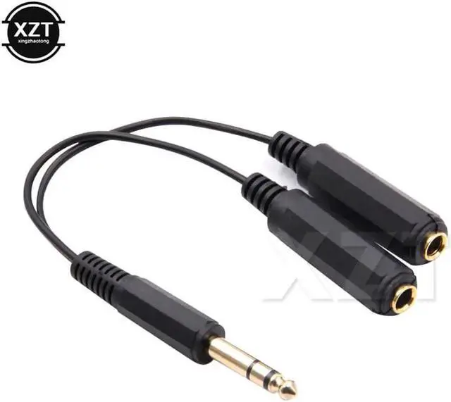 Alt view image 2 of 4 - 1Pcs 6.35 mm Male Stereo to 6.35 mm Double Female Adapter Jack 1/4 Audio Y Splitter Audio Cable 6.35 to 2*6.35 Connector