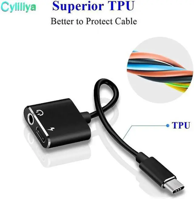 Alt view image 5 of 6 - 1Pcs 2 in 1 USB Type C to 3.5mm Aux Audio Cable Headphone Adapter Charger USB C to 3.5mm Jack Audio Splitter For Letv 2 Huawei