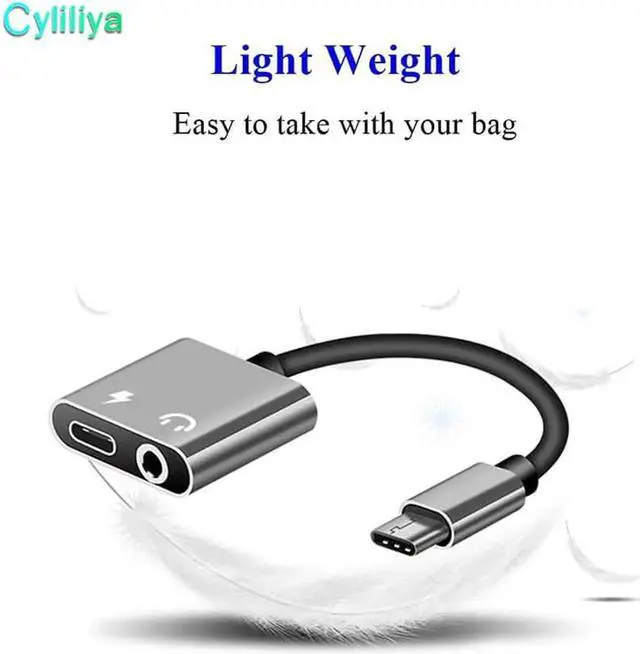 Alt view image 2 of 6 - 1Pcs 2 in 1 USB Type C to 3.5mm Aux Audio Cable Headphone Adapter Charger USB C to 3.5mm Jack Audio Splitter For Letv 2 Huawei