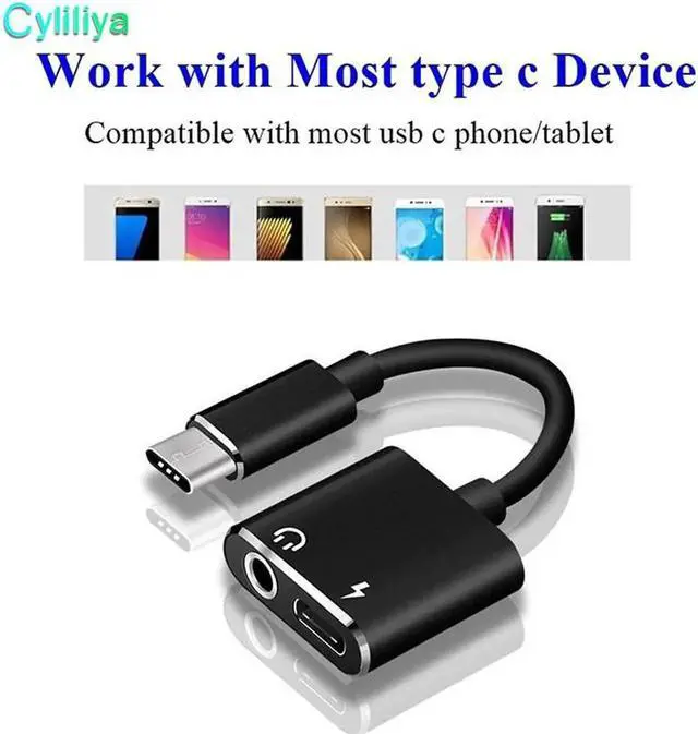 Alt view image 4 of 6 - 1Pcs 2 in 1 USB Type C to 3.5mm Aux Audio Cable Headphone Adapter Charger USB C to 3.5mm Jack Audio Splitter For Letv 2 Huawei