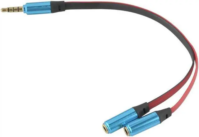 Alt view image 2 of 4 - 1Pcs Audio Phone Cable Splitter Y Cable 1 Male to 2 Female 3.5 mm Connecter Adapter Cable for Headphone Jacks Red and Black Noodle