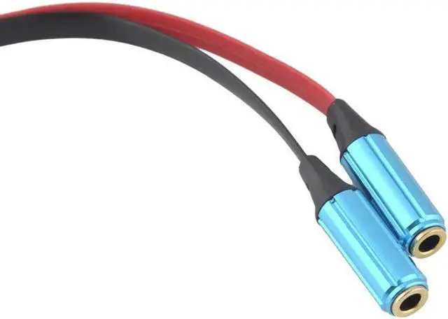 Alt view image 3 of 4 - 1Pcs Audio Phone Cable Splitter Y Cable 1 Male to 2 Female 3.5 mm Connecter Adapter Cable for Headphone Jacks Red and Black Noodle