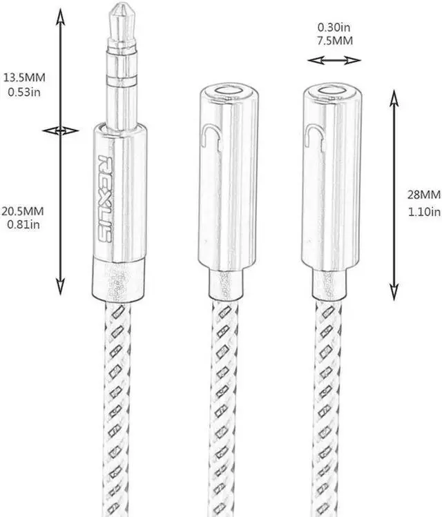 Alt view image 5 of 6 - 1Pcs Audio Cable Divider 3.5mm Male To 2 Female Jacks 3.5mm Splitter Aux Adapter Cable For Iphone Samsung Mp3 Player