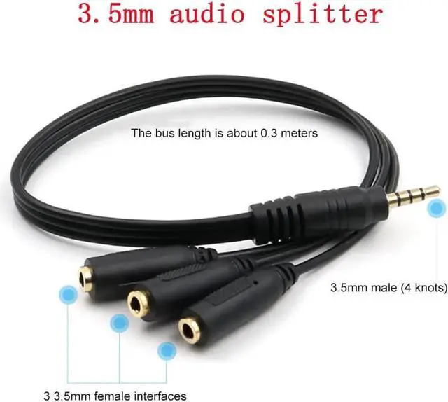 Main image of 1Pcs Audio Cable Divider 3.5mm Male To 3 Female Jacks 3.5mm Cables Splitter Aux Adapter Cable for IPhone Samsung Headphones Plug
