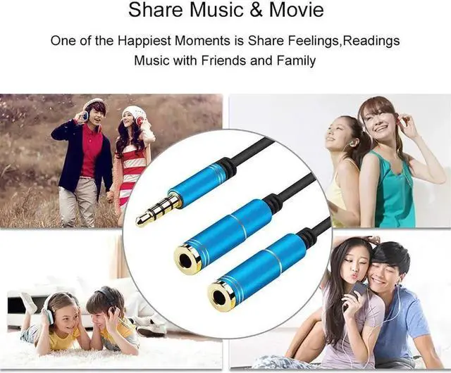 Alt view image 6 of 6 - 1Pcs Rovtop 3.5mm Audio Splitter Cable 3.5mm Male to 2 Port Female with Mic 3.5 Extension Aux Cable Adapter for iPhone MP3 Speaker Z2