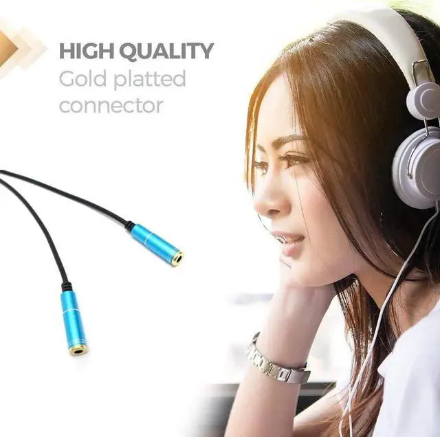 Alt view image 5 of 6 - 1Pcs Rovtop 3.5mm Audio Splitter Cable 3.5mm Male to 2 Port Female with Mic 3.5 Extension Aux Cable Adapter for iPhone MP3 Speaker Z2