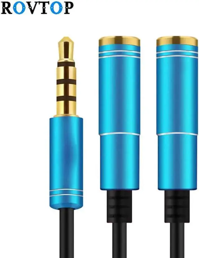 Main image of 1Pcs Rovtop 3.5mm Audio Splitter Cable 3.5mm Male to 2 Port Female with Mic 3.5 Extension Aux Cable Adapter for iPhone MP3 Speaker Z2