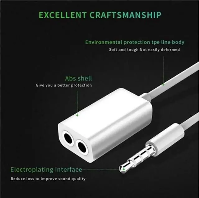 Alt view image 2 of 6 - 1Pcs 3.5mm Jack Earphone Splitter Cable 1 Male to 2 Female headphone Audio Splitter Adapter for MP3 Mobile Phone 3.5mm cable aux