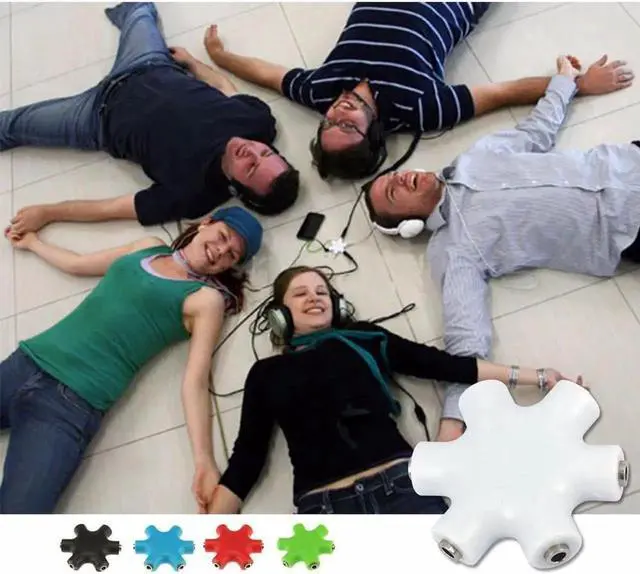 Alt view image 6 of 6 - 1Pcs 5 Way 3.5mm Stereo Headset Headphone Earphone Extension Audio Hub Splitter Adapter 1 Male to 2 3 4 5 Female Audio Cable