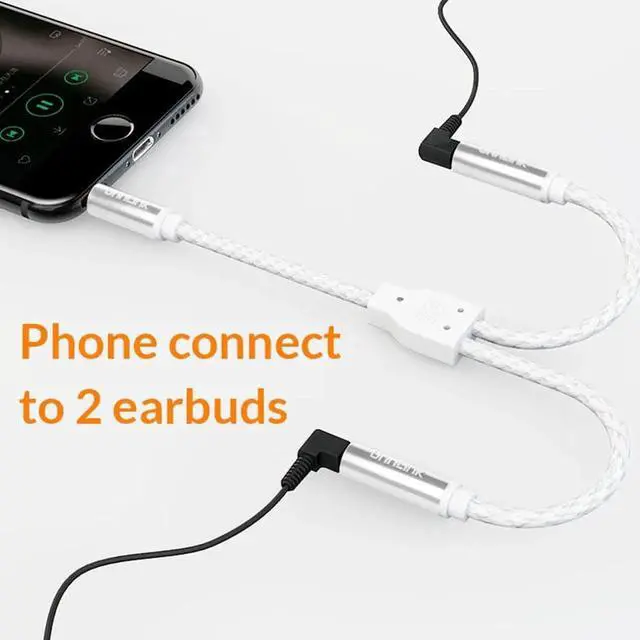 Alt view image 6 of 6 - 1Pcs Unnlink 3 Poles TRS 3.5mm Jack Audio Splitter Extension Cable 1X2 Adapter AUX Audio Cable 1 In 2 Out for Earphone MP3 Earbuds