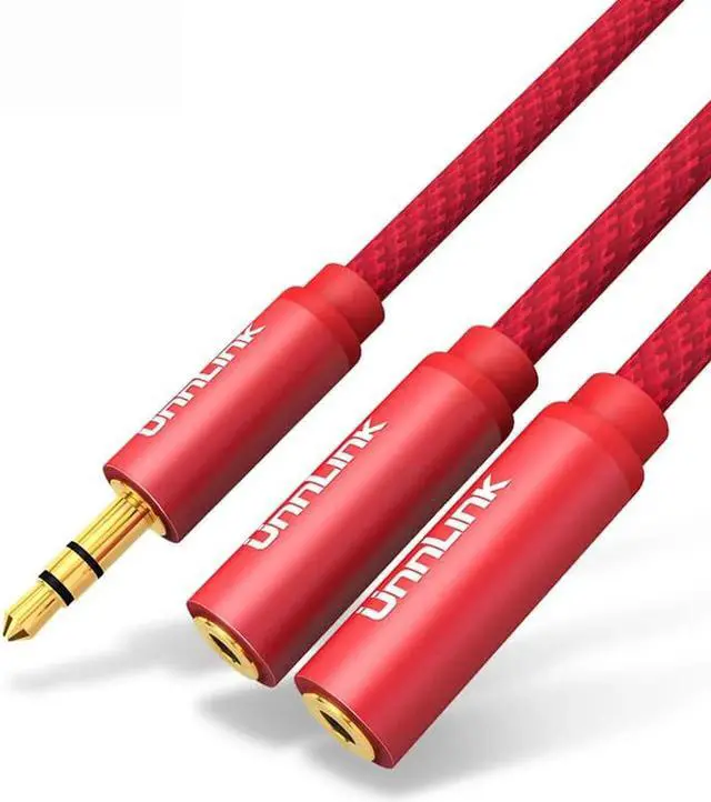 Alt view image 2 of 6 - 1Pcs Unnlink 3 Poles TRS 3.5mm Jack Audio Splitter Extension Cable 1X2 Adapter AUX Audio Cable 1 In 2 Out for Earphone MP3 Earbuds