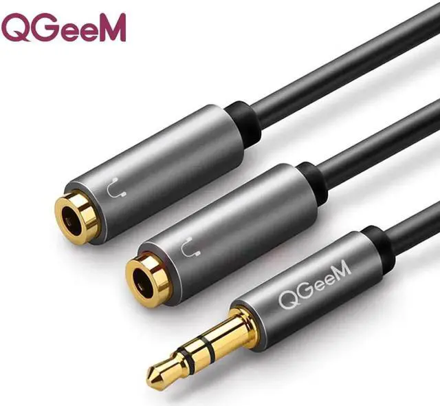 Main image of 1Pcs QGEEM Headphone Splitter Audio Cable 3.5mm Male to 2 Female Jack 3.5mm Splitter Adapter Aux Cable for iPhone Samsung MP3 Playe