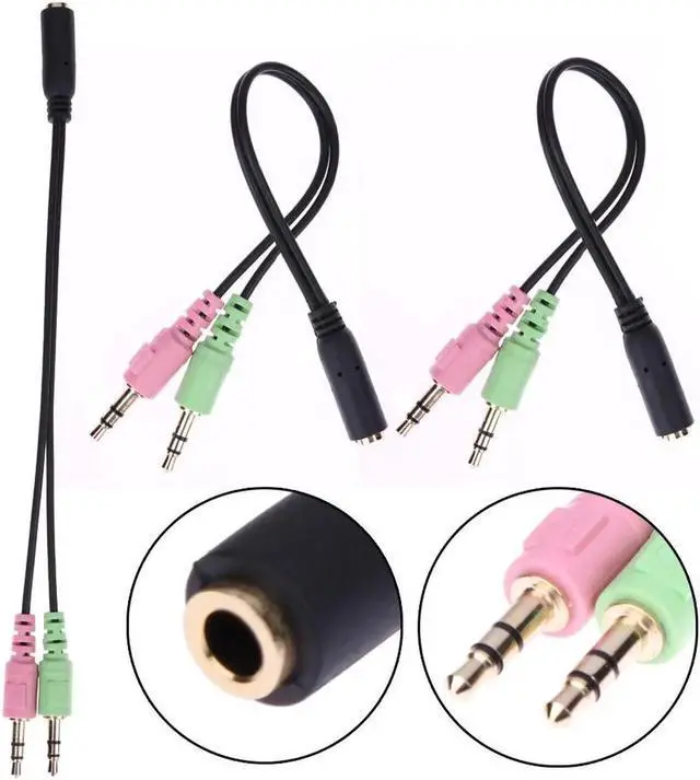 Alt view image 3 of 6 - 1Pcs 3.5mm Stereo Audio Female to 2 Male Headphone Mic Y Splitter Cable Adapter For Computer Audio Or Mic Or Phone Headset