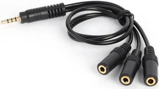 Main image of 1Pcs 3.5mm 4 Pole Plug to 3 Way Stereo Audio Headphone Splitter Adapter Cable AUX AV Audio Extension Wire Cord For MP3 MP4 PC phone