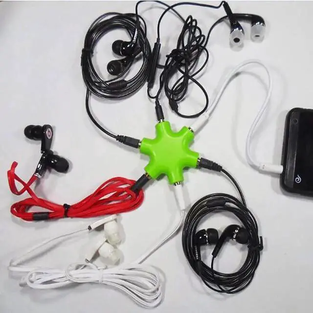 Alt view image 3 of 6 - 1Pcs 5 Jack Stereo Headset Headphone Earphone Extension Audio Hub Splitter Adapter 1 Male to 2 3 4 5 Female Audio Cable