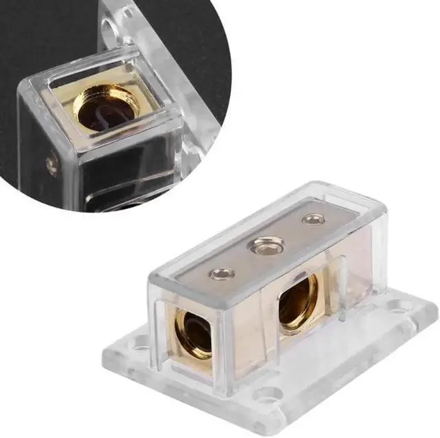Alt view image 5 of 6 - 1Pcs 1x1/0AWG to 2x4AWG Car Audio Power/Ground Cable Splitter Distribution Block 2 Way Power Cable Splitter Distribution Block