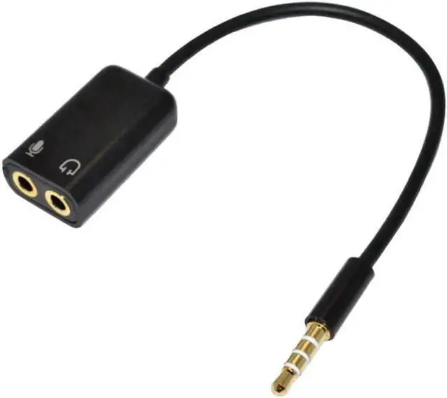Alt view image 3 of 6 - 1Pcs 3.5mm Stereo Splitter Audio Male to Earphone Headset + Microphone Adapter Cable Black Audio & Video Cables